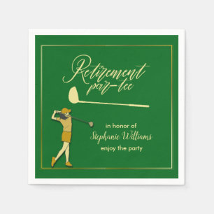 Women Retirement Golf Party Classic Green Golden  Napkin