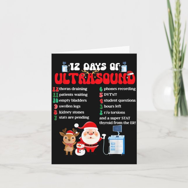 Women Retro 12 Days Of Ultrasound Tech Christmas S Card (Front)