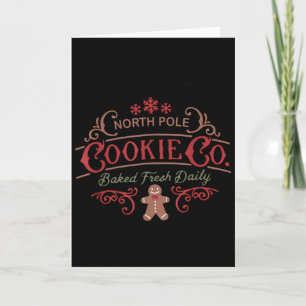 Women Retro Christmas Gingerbread Bakery North Le  Card