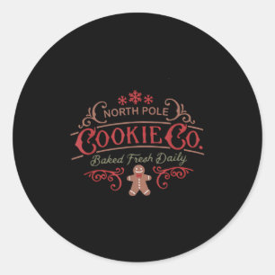 Women Retro Christmas Gingerbread Bakery North Le Classic Round Sticker