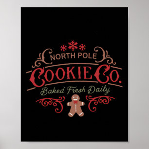 Women Retro Christmas Gingerbread Kery North Pole Poster