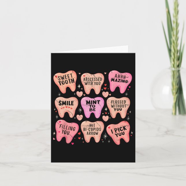 Women Retro Dental Tooth Valentine Candy Dental Hy Card (Front)