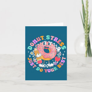Women Retro Donut Stress Just Illustration Card