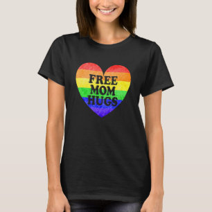 Women Retro Free Mum Hugs Rainbow Lgbtq Lgbt Pride T-Shirt