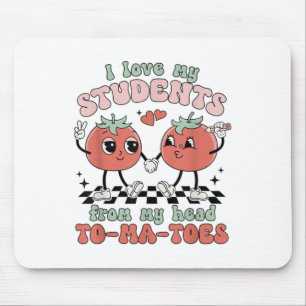 Women Retro I Love My Students Valentine Teacher L Mouse Mat