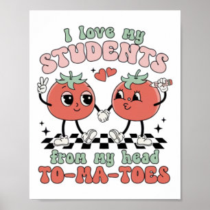 Women Retro I Love My Students Valentine Teacher L Poster