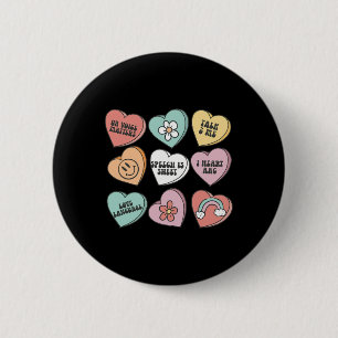 Women Retro Speech Therapy Valentine Heart Candy S 6 Cm Round Badge