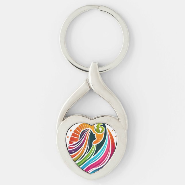 Women Rising Heart Key Ring (Front)