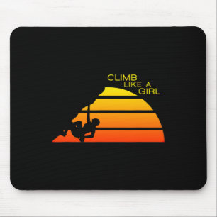 Women Rock Climbing Climb Like A Girl Climber Boul Mouse Mat