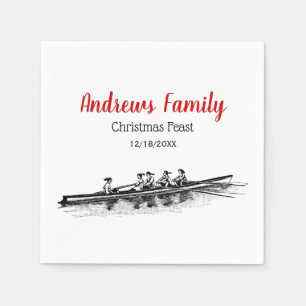 Women Rowing Rowers Crew Team Water Sports Black Napkin