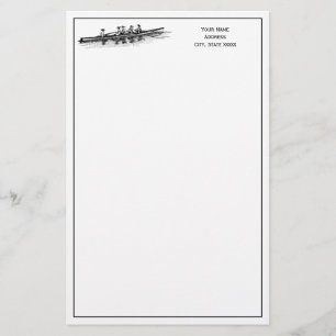 Women Rowing Rowers Crew Team Water Sports Black Stationery