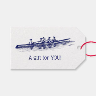 Women Rowing Rowers Crew Team Water Sports Blue Gift Tags