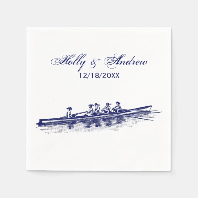Women Rowing Rowers Crew Team Water Sports Blue Napkin (Front)