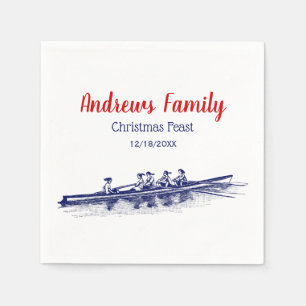 Women Rowing Rowers Crew Team Water Sports Blue Napkin
