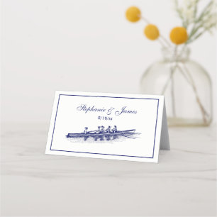 Women Rowing Rowers Crew Team Water Sports Blue Place Card