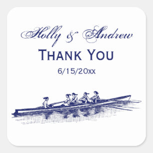 Women Rowing Rowers Crew Team Water Sports Blue Square Sticker