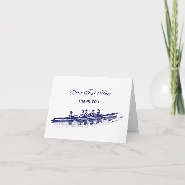 Women Rowing Rowers Crew Team Water Sports Blue Thank You Card (Front)