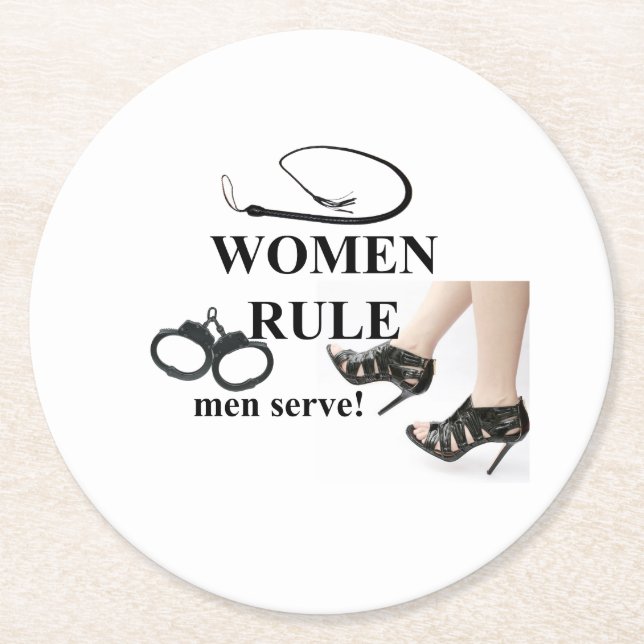 WOMEN RULE ROUND PAPER COASTER (Front)