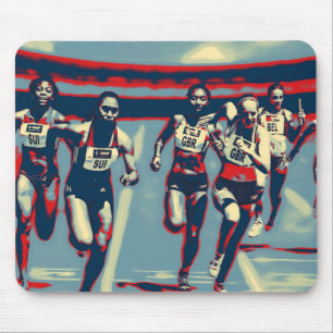 Women, Running, Race Mouse Mat