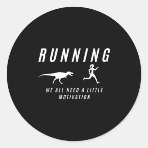 Women Running With Motivation Raptor Funny Runner Classic Round Sticker