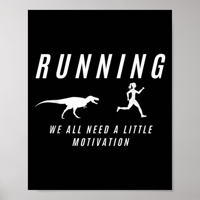 Women Running With Motivation Raptor Funny Runner  Poster (Front)