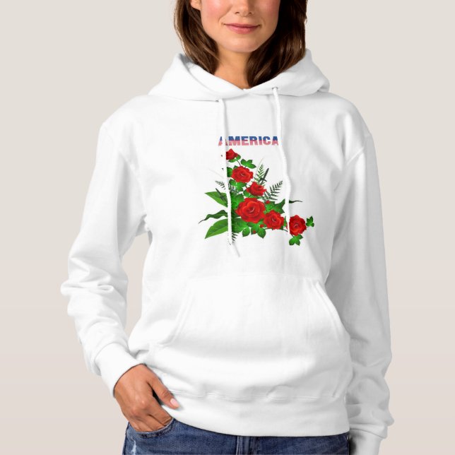 Women’s Basic Hooded Sweatshirt – Elegant Rose Ame (Front)
