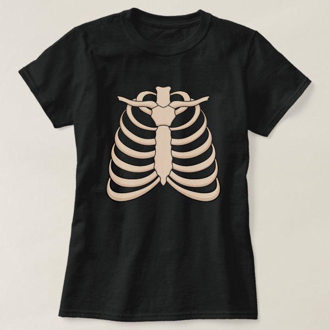 Women’s Cartoon Ribcage Halloween T-Shirt (Design Front)