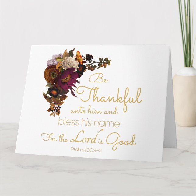 Women’s Christian Bible Faith Verse: Be Thankful Thank You Card (Front)
