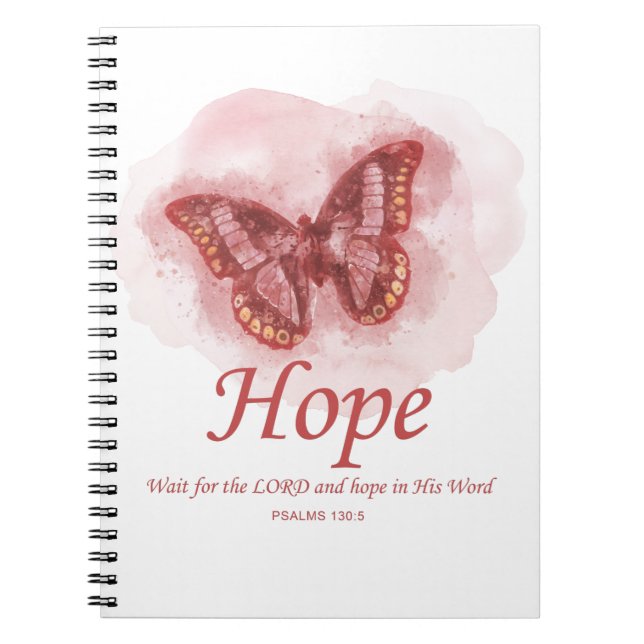 Women’s Christian Butterfly Bible Verse: Hope Notebook (Front)