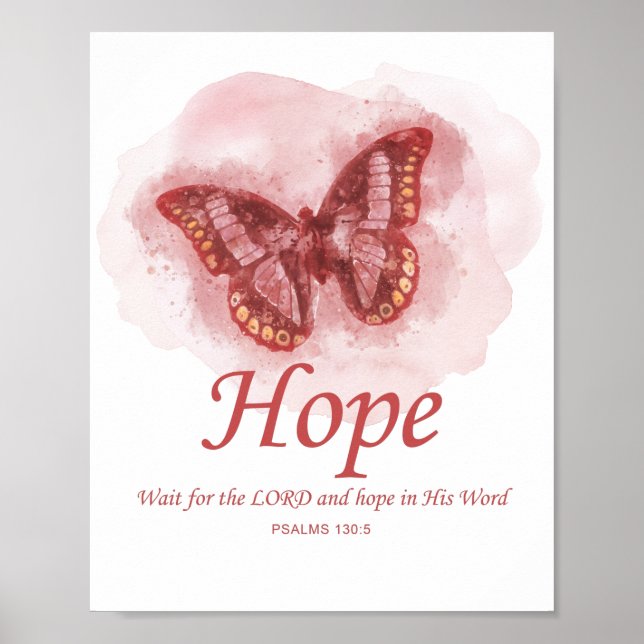 Women’s Christian Butterfly Bible Verse: Hope Poster (Front)