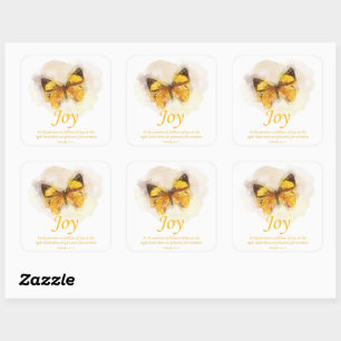 Women’s Christian Butterfly Bible Verse: Joy Square Sticker