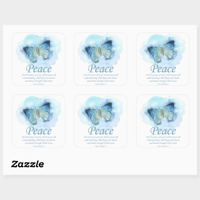 Women’s Christian Butterfly Bible Verse: Peace Square Sticker (Sheet)