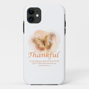 Women’s Christian Butterfly Bible Verse: Thankfu iPhone 11 Case