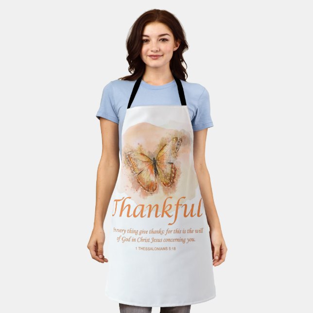 Women’s Christian Butterfly Bible Verse: Thankful  Apron (Worn)
