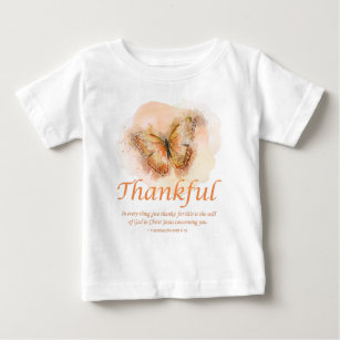 Women’s Christian Butterfly Bible Verse: Thankful  Baby T-Shirt