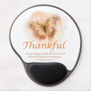 Women’s Christian Butterfly Bible Verse: Thankful  Gel Mouse Mat