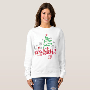 Women’s Christmas Sweatshirt Simple Holiday Tree