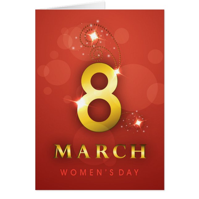 Women’s day,golden words  on red bokeh background (Front)