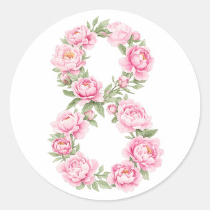 Women’s Day Peony Flower for March 8  Classic Round Sticker