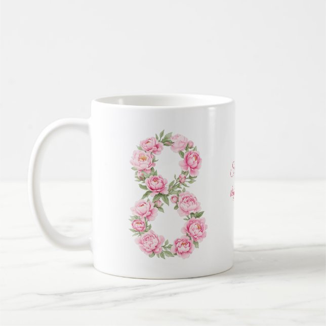 Women’s Day Peony Flower for March 8  Coffee Mug (Left)