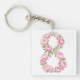 Women’s Day Peony Flower for March 8  Key Ring