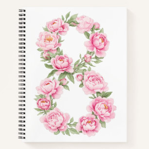 Women’s Day Peony Flower for March 8 Notebook
