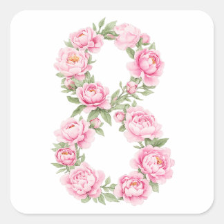 Women’s Day Peony Flower for March 8  Square Sticker