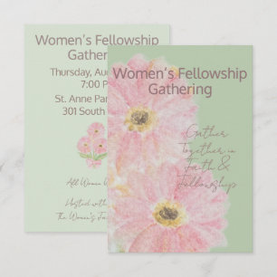 Women’s Fellowship Pink Gerber Daisy Flat Invitation
