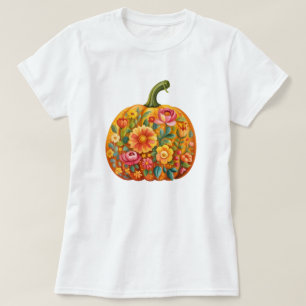 Women’s Folk Art Pumpkin T-Shirt – Symmetrical 