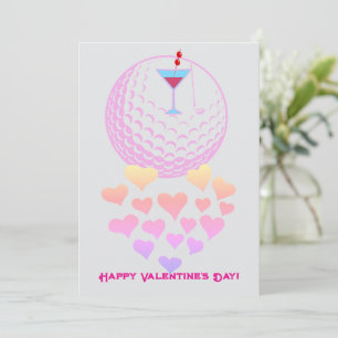 Women’s Golfer Valentine’s Day Card – Pink Design