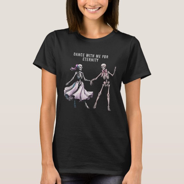 Women’s Halloween T-Shirt – Dancing Skeletons (Front)