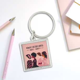 Women’s History Month Global Women Pink Floral Key Ring