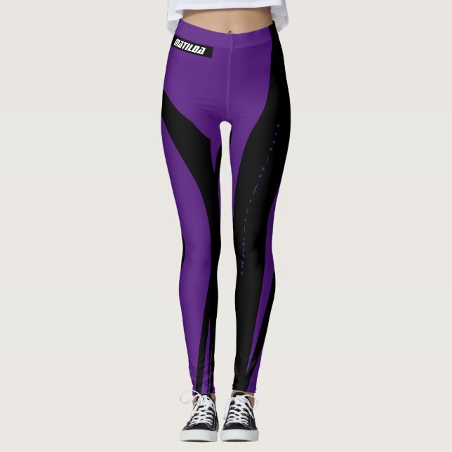 Women’s Leggings Black Dark Purple (Front)