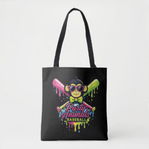 Women’s Party Animals Baseball Funny Monkey Tote Bag